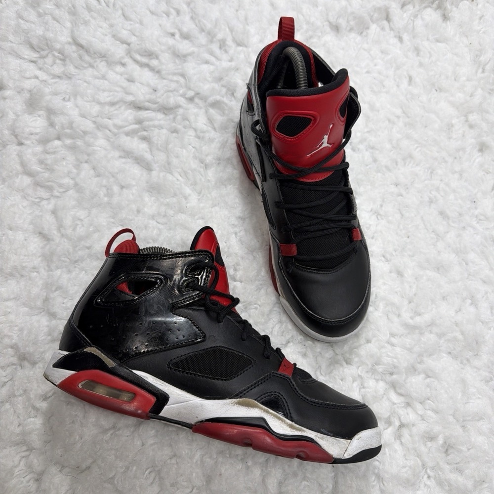 Nike Air Jordan Flight Club '91 Boys Size 6Y Womens Sz 7.5 Black Red Sneakers